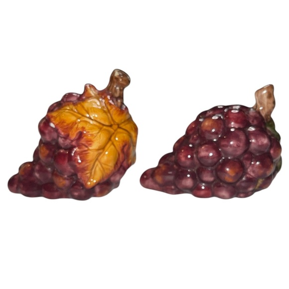 Vintage BICO China Salt & Pepper Shakers | Autumn Leaves and Grape Pattern - Picture 5 of 7